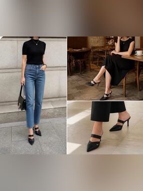 PAIGE Black Strappy High-Heel Mule 9,5